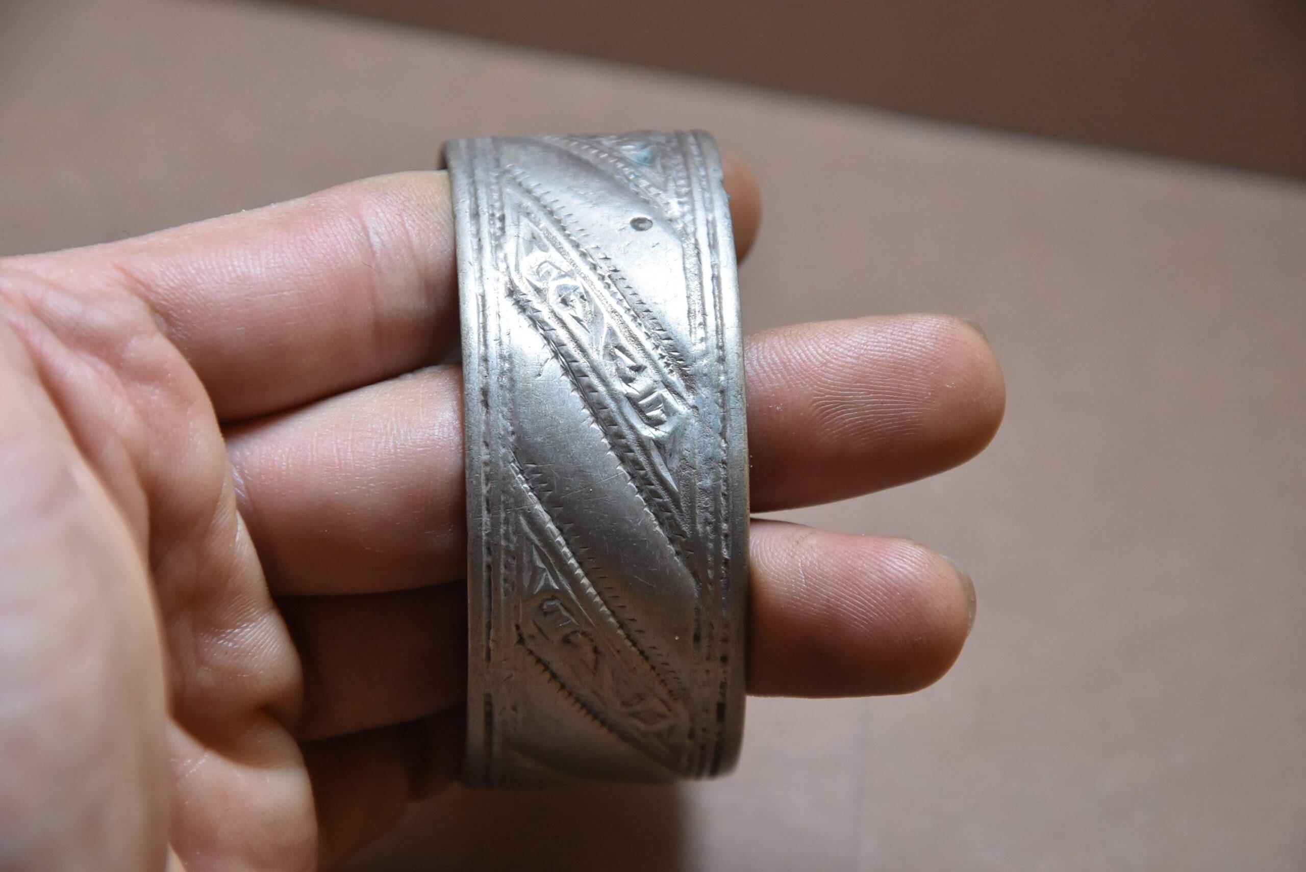 Vintage Berber Aluminum Bracelet: Moroccan Tribal Jewelry - Image 4