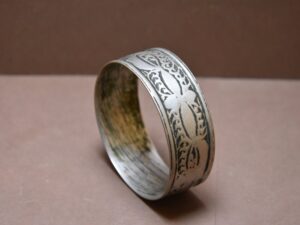 Berber Granulated Silver Bangle: Moroccan Touareg Bracelet (5.5cm)