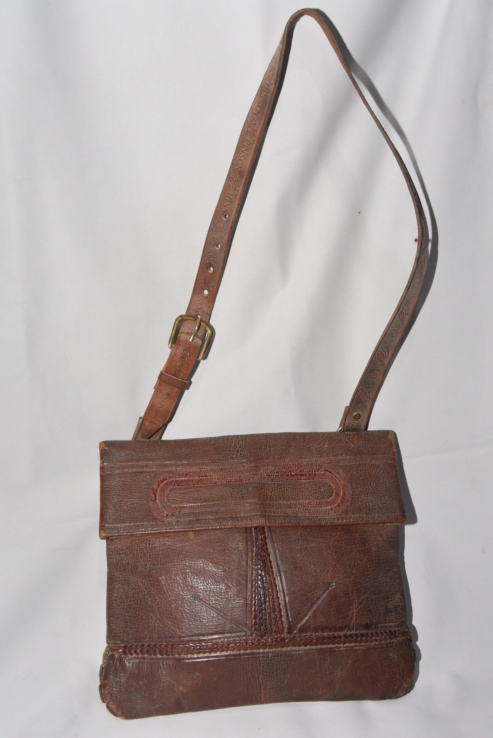 Vintage Berber Leather Bag: Moroccan Rif Mountain Silk Belt, 1930s - Image 5