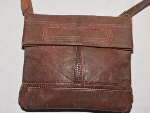 Vintage Berber Leather Bag: Moroccan Rif Mountain Silk Belt, 1930s