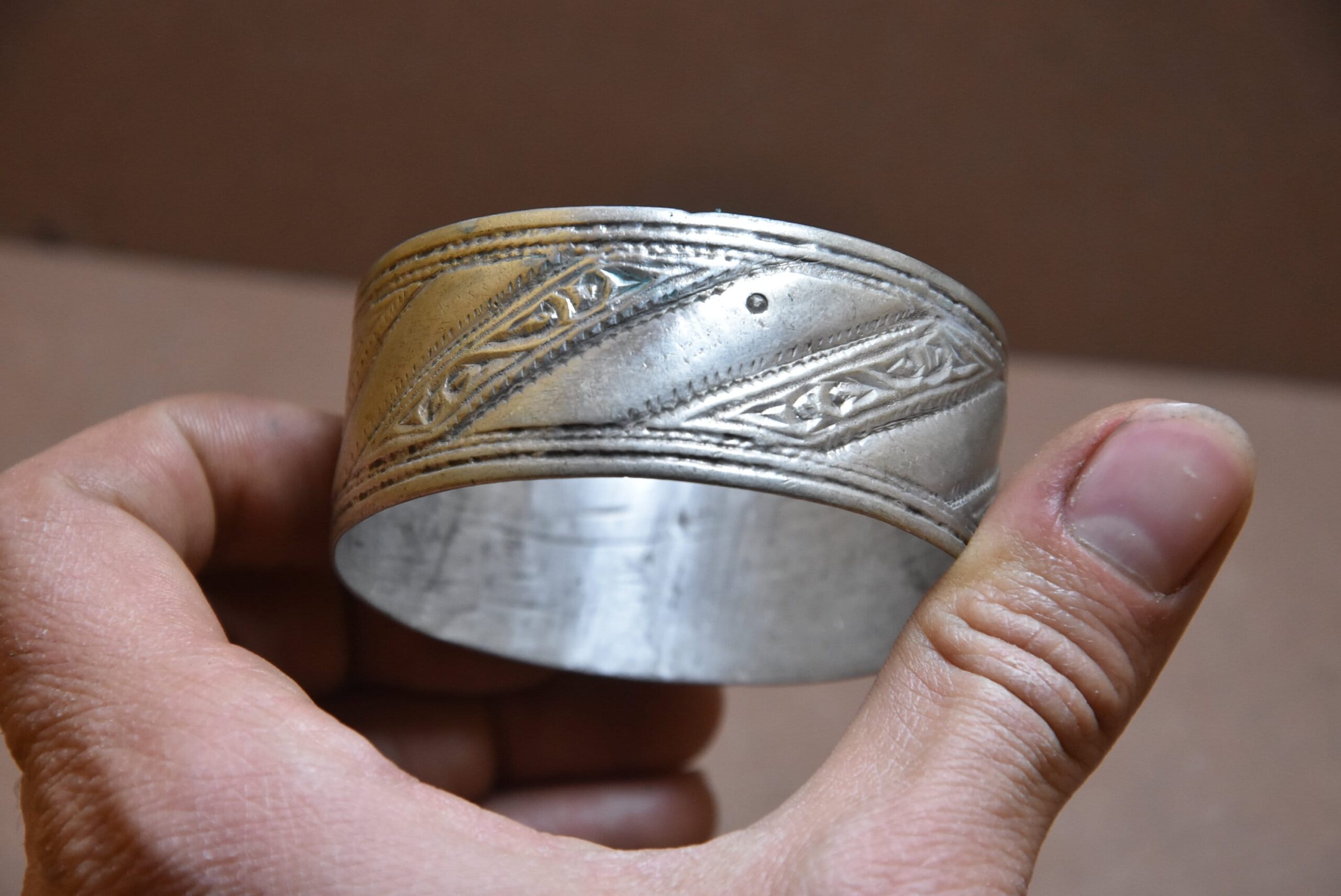 Vintage Berber Aluminum Bracelet: Moroccan Tribal Jewelry - Image 5