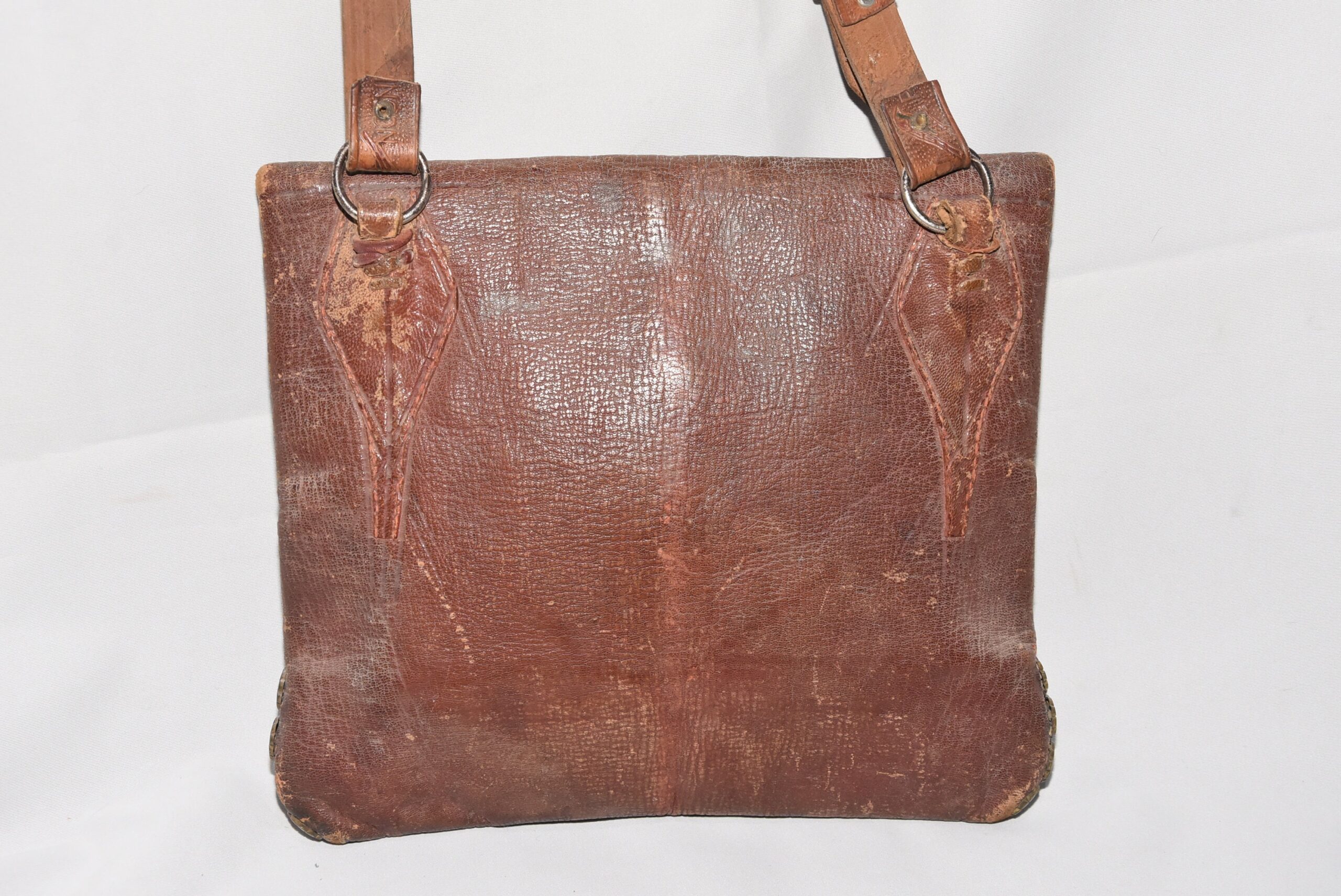 Vintage Berber Leather Bag: Moroccan Rif Mountain Silk Belt, 1930s - Image 6