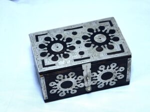 Tuareg Jewelry Box: Mauritanian Silver & Ebony Inlay, African Tribal Decor