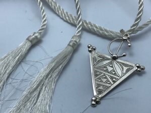 Silver Berber Fibula Pendant: Moroccan Tizerzai Brooch