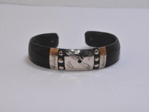 Bracelet Touareg ébène ethnique fait a la main argent massif