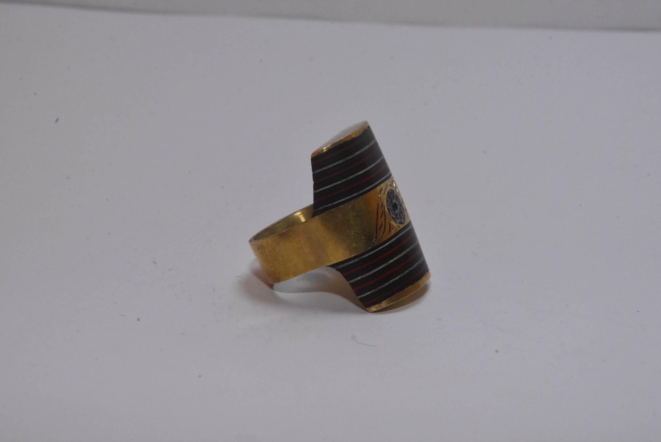 African Tuareg Bronze Ebony Ring - Image 4
