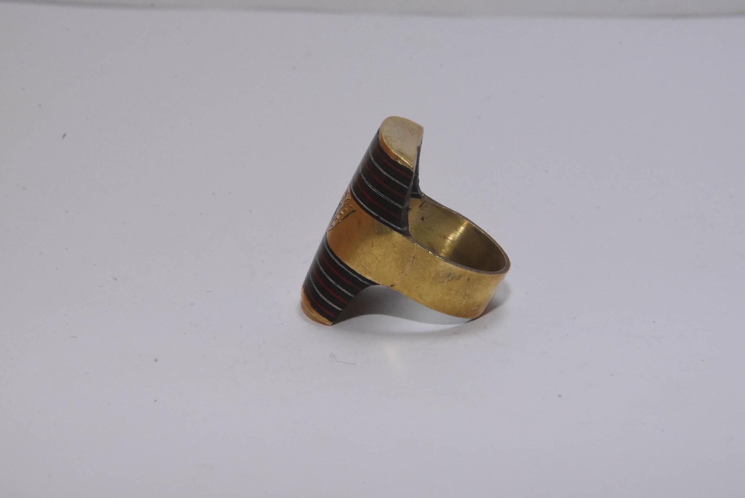 African Tuareg Bronze Ebony Ring - Image 6