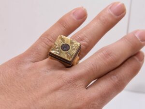 Handmade Copper Tuareg Ring with Ebony Inlay (Size 9.5 US)