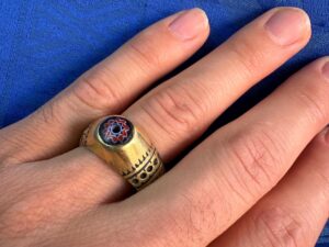 Tuareg Brass Ring: Berber Ethnic Chevron Bead
