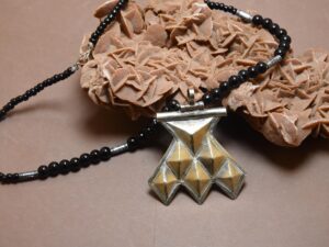 Tuareg Hamsa Silver Amulet Necklace: Handmade Leather Tribal Jewelry