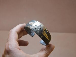Handmade Ebony Sterling Silver Touareg Bracelet: Ethnic Boho Cuff