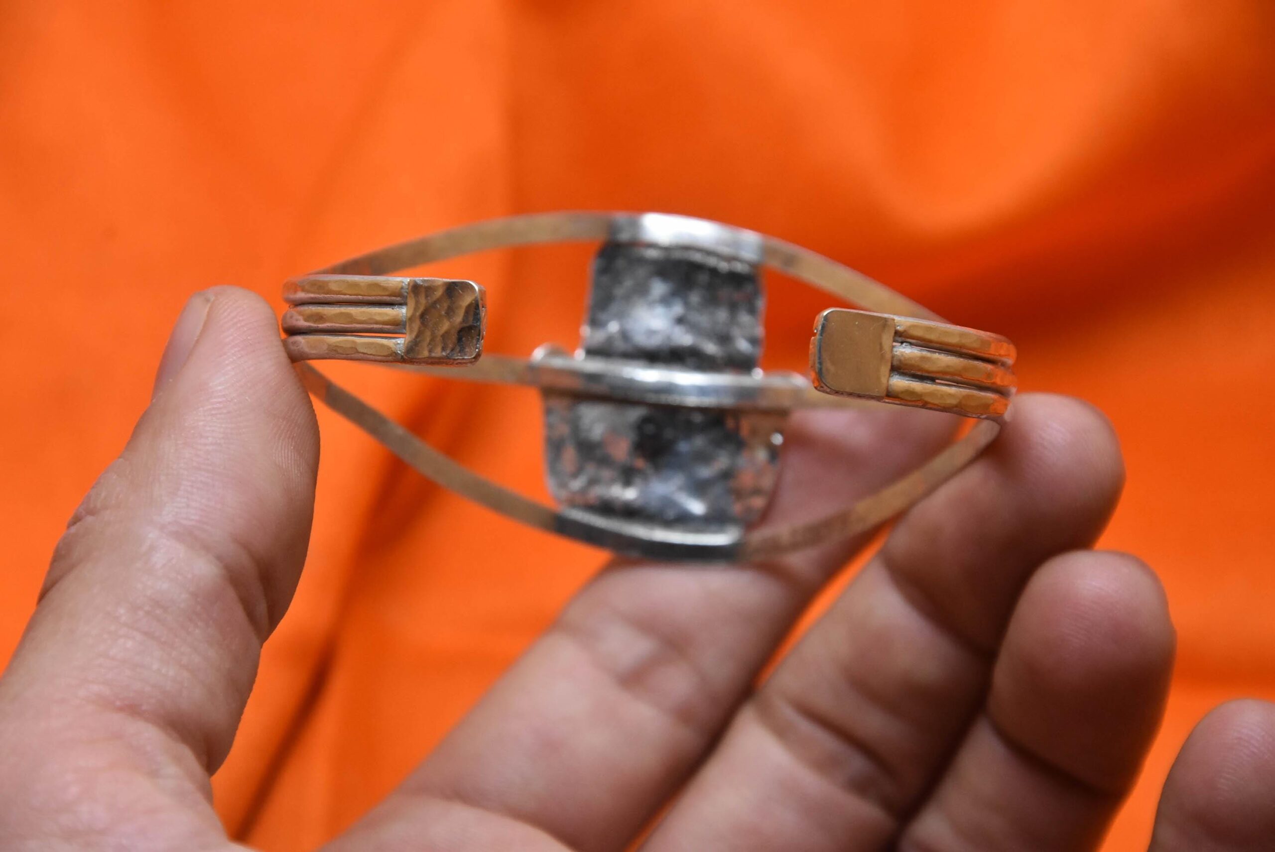 Berber Bracelet Silver Hammered , Hamsa Berber Cuff Adjustable - Image 8