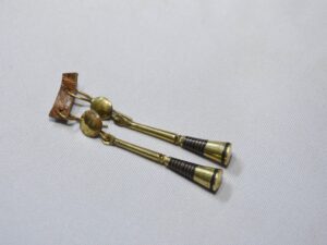 Tuareg earrings Brass handmade, ethnic touareg engraving by hand, african jewelry, fabric, tribal