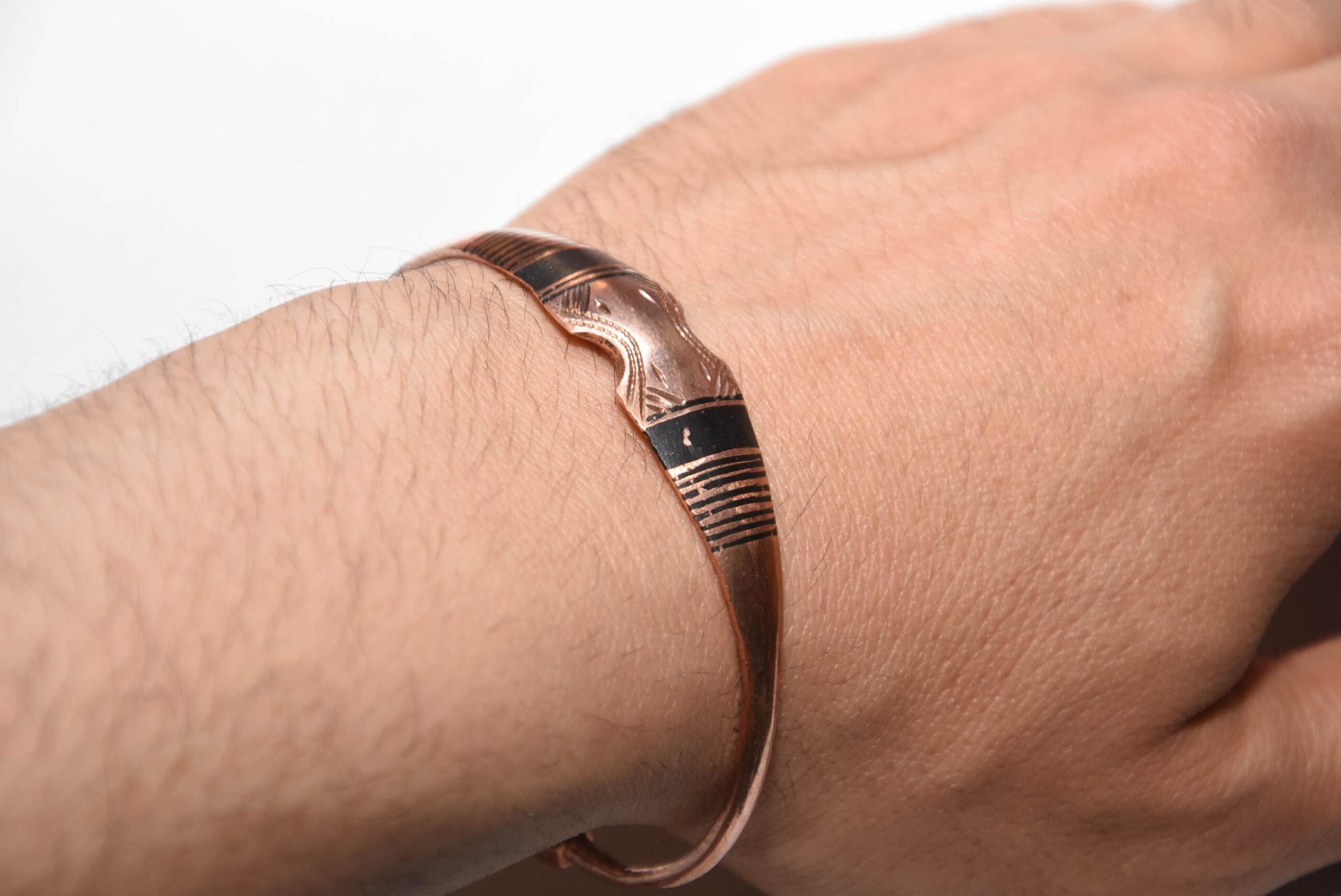 tuareg bracelet brass old handmade from niger sahara desert, ethnic tribal copper - Image 7