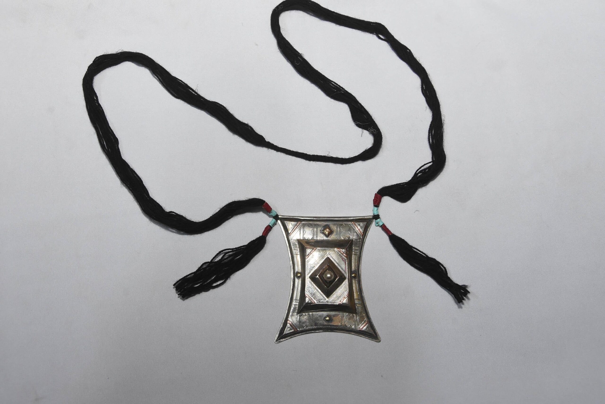 Touareg talisman collier argent couleur main gravé Pendentif amulette, ethnique nomades - Image 7