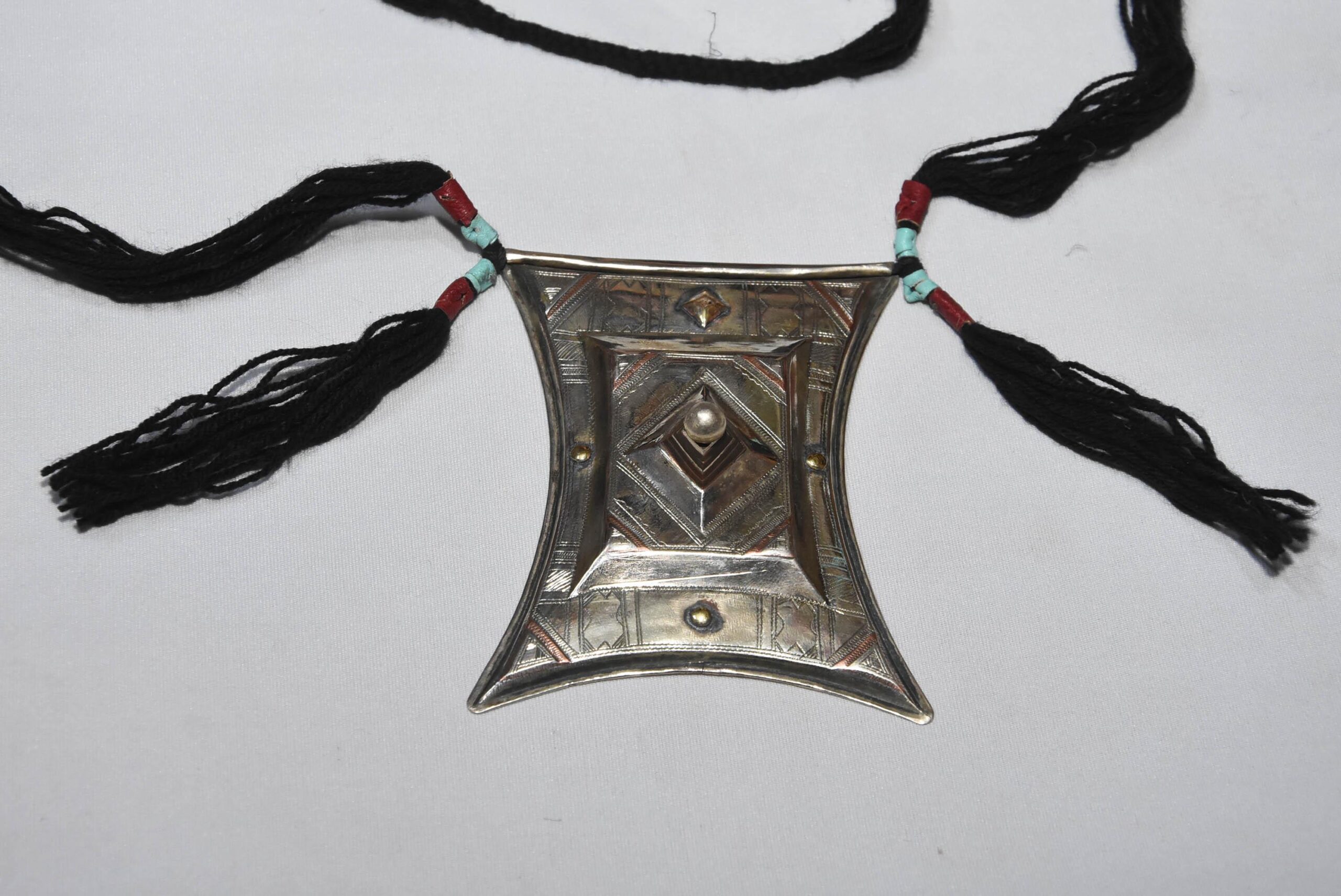 Touareg talisman collier argent couleur main gravé Pendentif amulette, ethnique nomades - Image 9