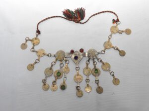 antique Moroccan Berber Bib Necklace – Handmade Tribal Silver & Coin Statement Piece