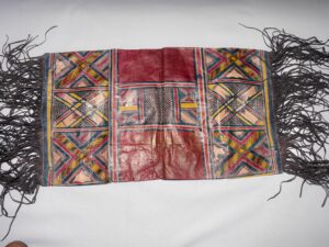 TUAREG, LEATHER CUSHION, Pillow, Mudcloth fabric, Handcrafted
