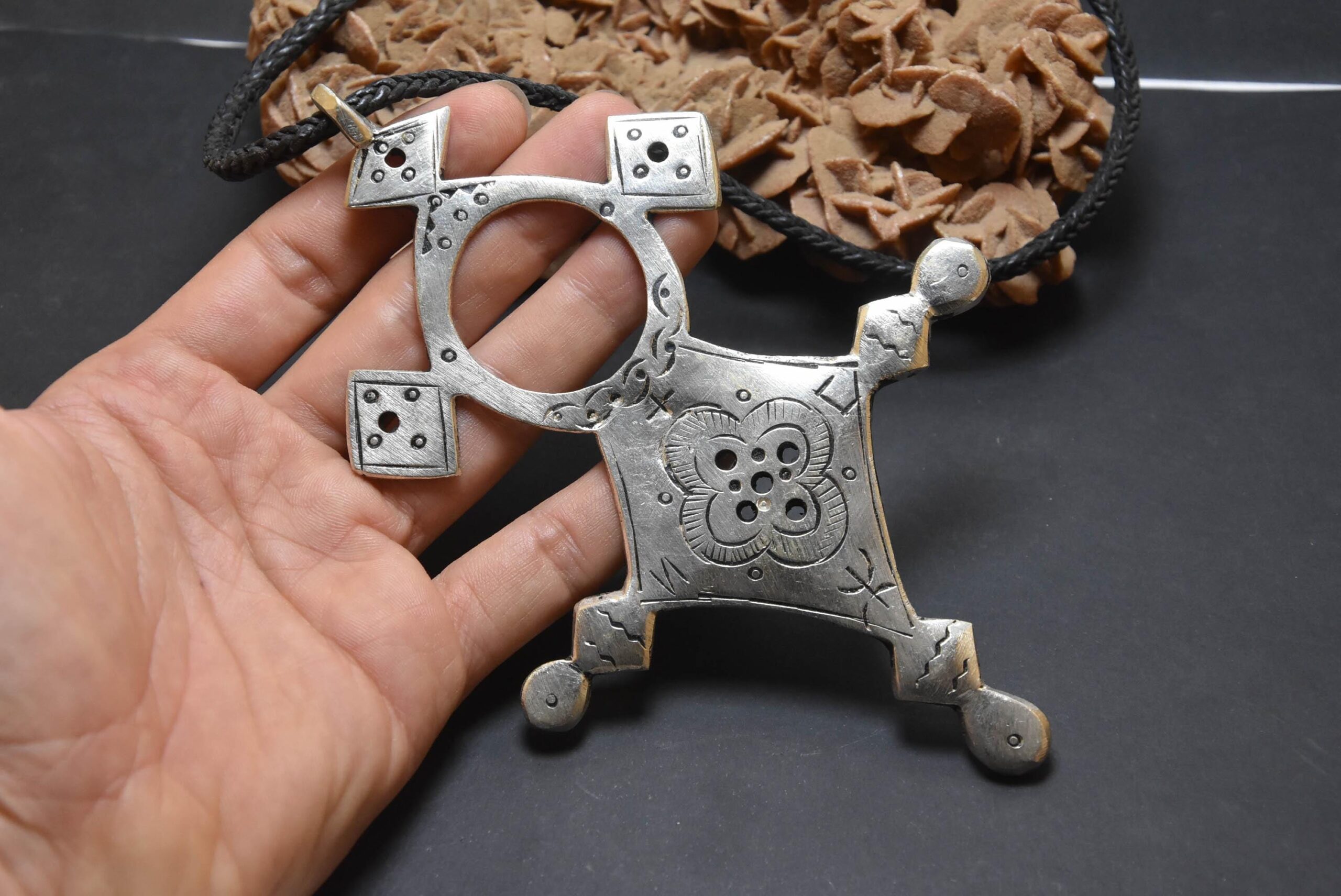 Tuareg old Cross, Silver, of the South, of Tahoua, African Jewelry from the Sahara Desert, Vintage, Ethno - Image 5