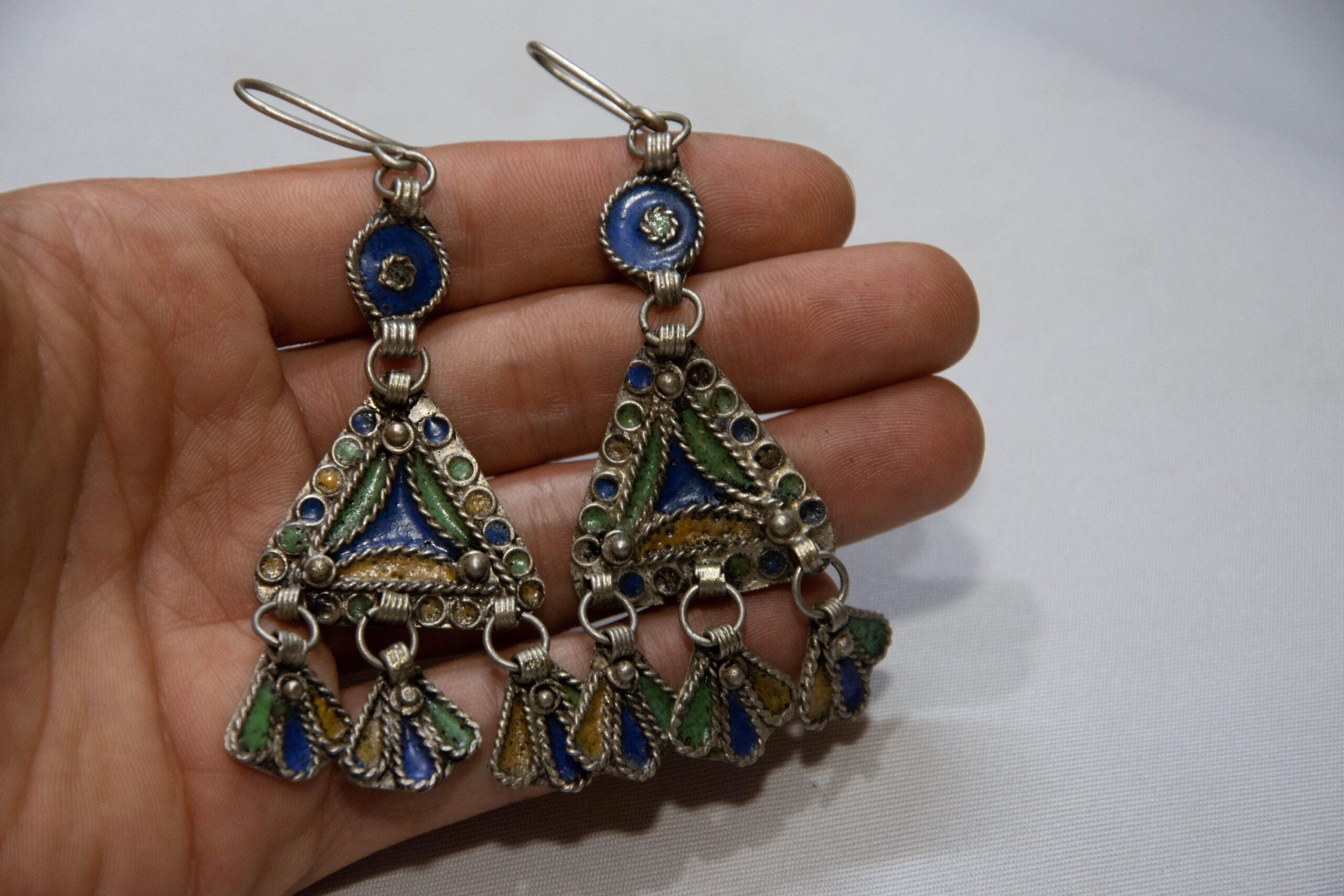 berber earrings antique 1940s ,ethnic tribal earrings - Image 3