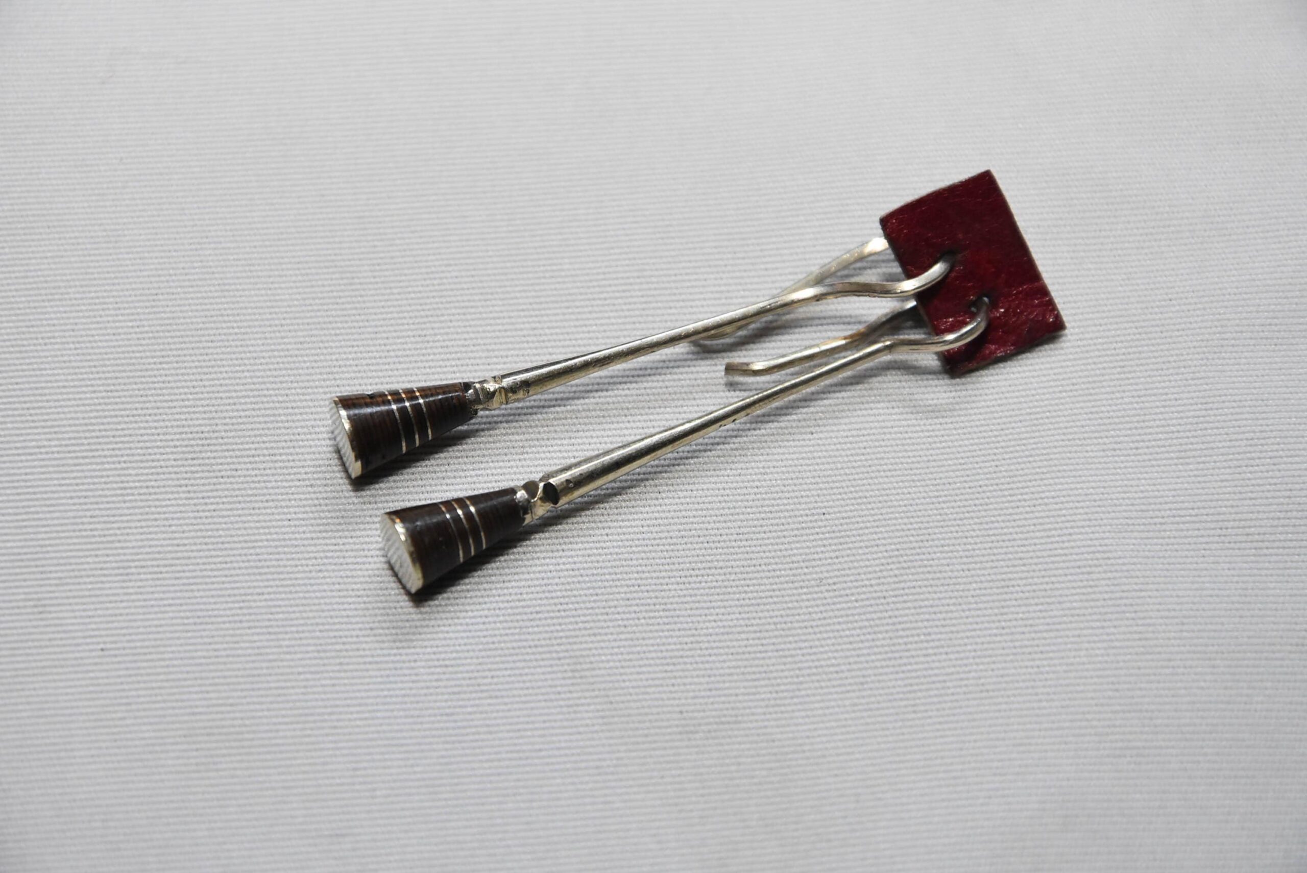 Tuareg earrings in silver and ebony wood, handmade