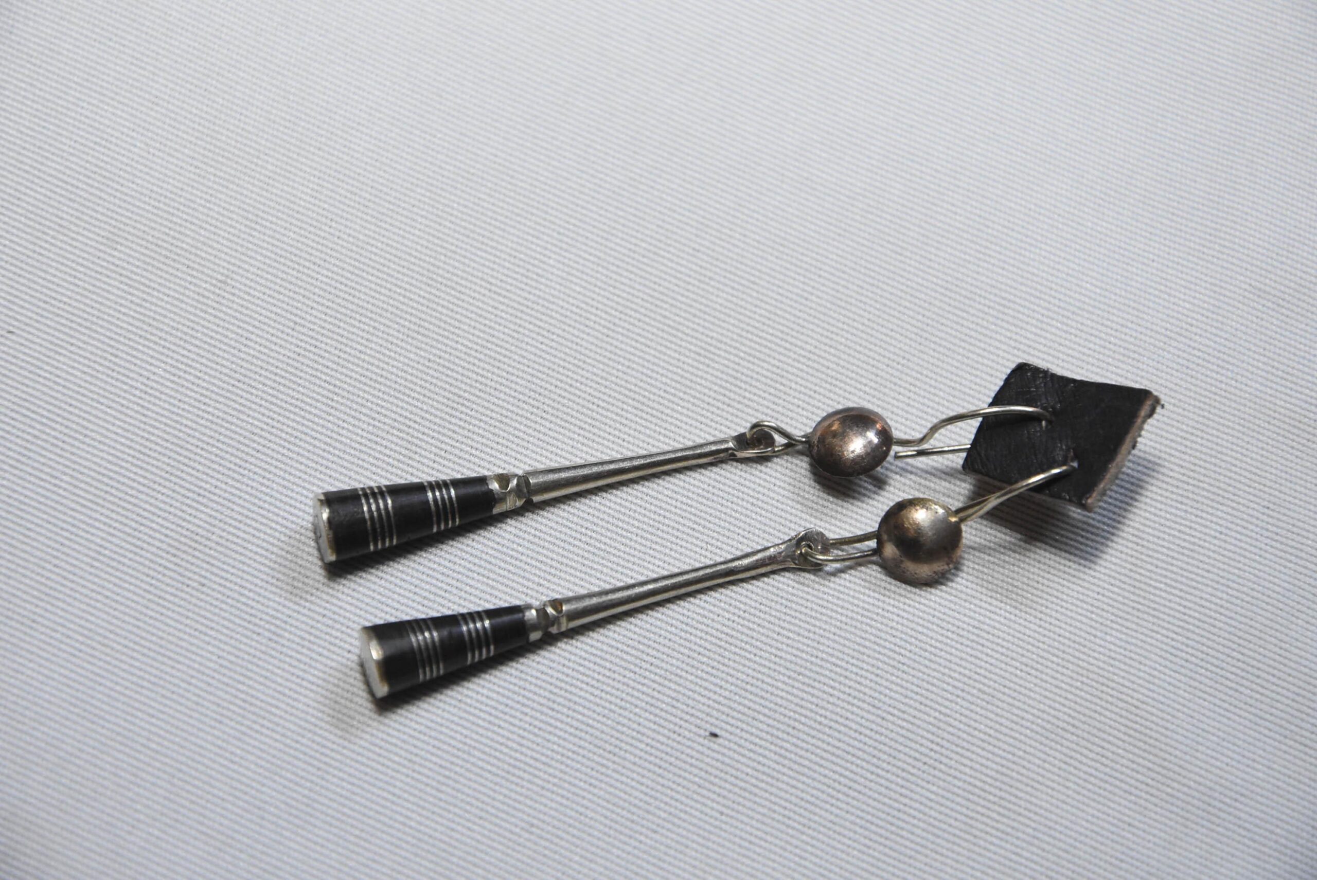 Tuareg earrings ebony handmade by silver - Image 2
