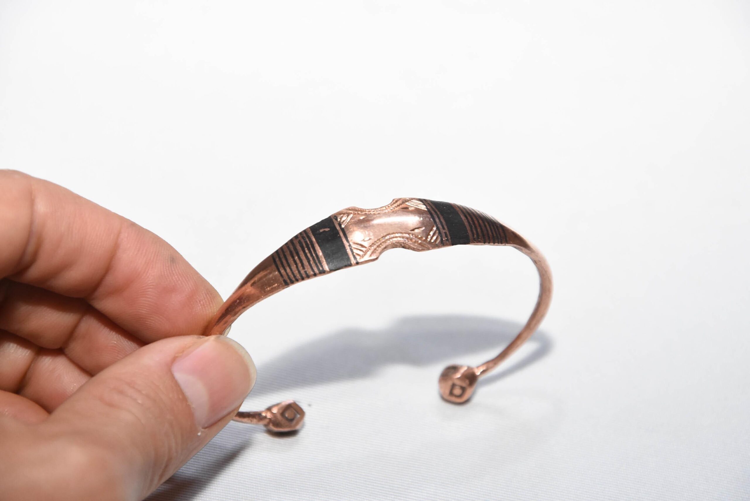 tuareg bracelet brass old handmade from niger sahara desert, ethnic tribal copper - Image 4