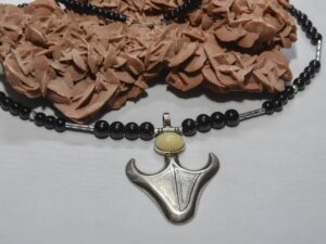 Ethnic tuareg Southern Cross Necklace Silver with onyx Beads from Tahouha Niger Tribe