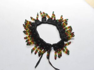 vintage Tuareg Bracelet Leather And Beads, Bororo