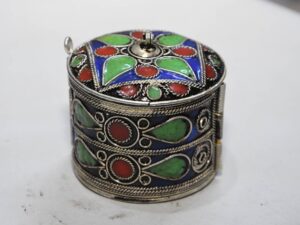Bracelet Kabyle Berber Enamel Silver-Toned Hinged & Trinket Box
