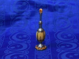 Moroccan Bottle with Mirwed Applicator - Handcrafted Camel Bone & Silver Metal - Vintage Berber Eyeliner Container - Tribal Decor