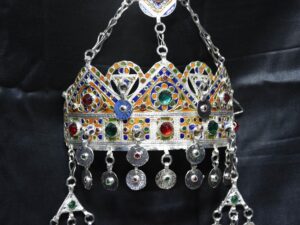Handmade Moroccan Berber Taounza Headdress, Amazigh Tribal Crown Jewelry