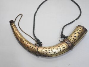 Vintage Moroccan Gunpowder Flask - rare, old powder horn