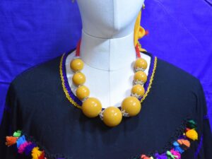 Moroccan Berber Amber Resin Necklace, Amazigh Tribal Bead Statement Jewelry